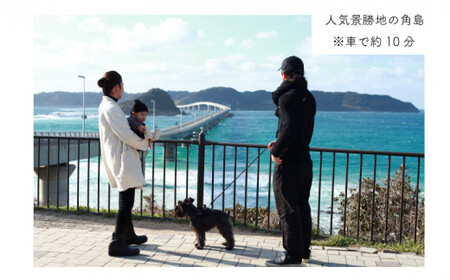 ペア 宿泊券 朝食付き 2名 ペット (犬 いぬ 古民家 リゾート レストラン ドッグラン 山口 下関 角島 観光 絶景 犬と泊まれる ペットと泊まれる)JH001