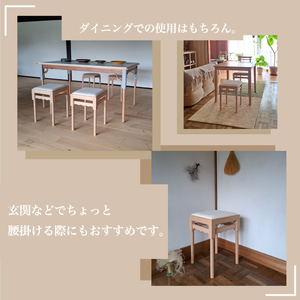 椅子 スツール 手作り 家具 天然木 使用 イス 木工 オリジナル 家具 高さ 45cm Column stool ウレタンクッション リビング ダイニング 木目 色味 おまかせ お楽しみ 豊北町 BDF 下関 山口 LB003