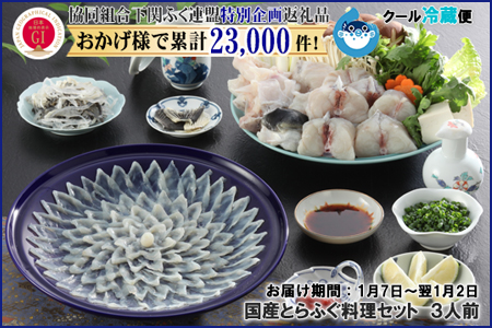 【HG仕様/着日指定/年末年始お届可】国産とらふぐ料理セット 3~4人前【下関ふく連盟選定品】~トラフグ・虎河豚~2018年期/下半期第3位(BW3044)