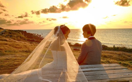 フォトウェディング ウェディング 写真 洋装 海 絶景 ロケーション 角島 長門 角島大橋 ホテル 西長門リゾート 下関 山口県 DD102