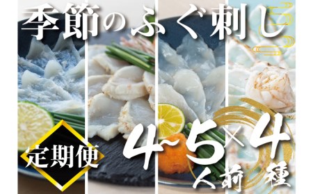 ふぐ定期便4回 季節のふぐ刺し 4-5人前 ふぐ刺身 ふぐ定期便 刺身定期便 CX303