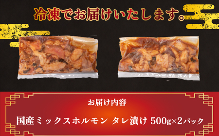 国産 ホルモン ミックス タレ 漬け 1kg 冷凍 牛肉 牛ホルモン 小分け 500g × 2パック センマイ 丸腸 大腸 ギアラ せんまい ハツ 下関 山口 FI006 ( 焼肉 肉 老舗 伊藤精肉店 肉特集 ホルモン 牛ホルモン ミックスホルモン )