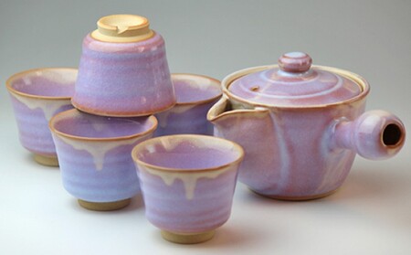 萩焼　萩むらさき朝顔茶器揃｜HG000148
