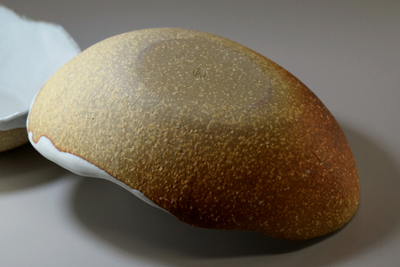 萩焼　楕円掛分深皿 カレー・パスタ皿｜HG000326