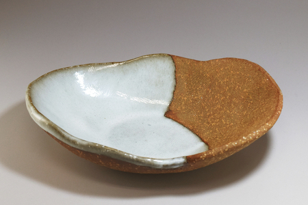 萩焼　楕円掛分深皿 カレー・パスタ皿｜HG000326