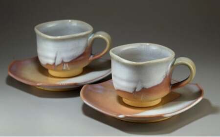 萩焼 コーヒーカップ・ペア(四角)|HG000330