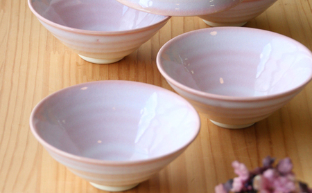 萩焼》つぼみ（淡いピンク） 平小鉢揃 5個セット（ 食器 陶器 小鉢