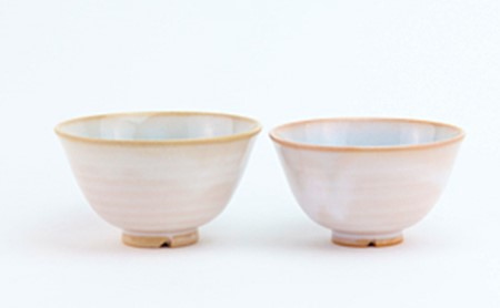 《萩焼》 ペア ソライロ 茶碗 大・小の2個セット（ 陶器 ガラス釉 ）