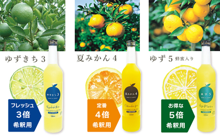 柑橘 ジュース 濃厚希釈 山口県産 3種セットA 500ml×3本 セット ギフト