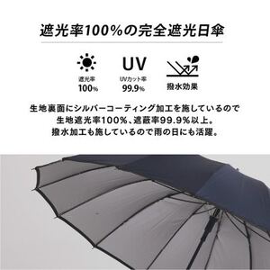 メンズ用日傘(紺色) 完全遮光 日本製 16本骨の晴雨兼用_装飾品・工芸品  服飾小物 _【1515124】