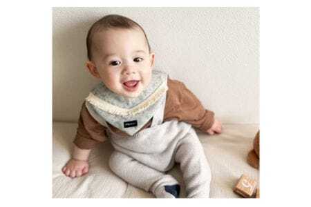 フリンジがおしゃれなバンダナスタイ【modaダイヤ柄】オレンジ ／ ベビー 赤ちゃん 用品 グッズ 山口県 No.195-02