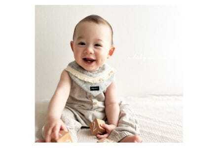 フリンジがおしゃれなバンダナスタイ【ダルメシアン柄】グレー ／ ベビー 赤ちゃん 用品 グッズ 山口県 No.196-02