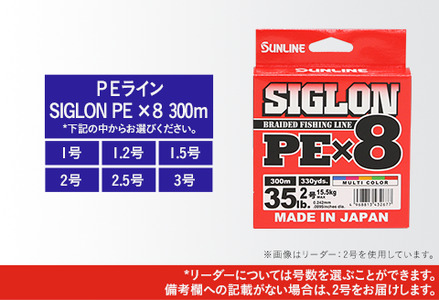 2個】釣糸：ＰＥライン「SIGLON PE ×８ 300ｍ」（マルチカラー）2個