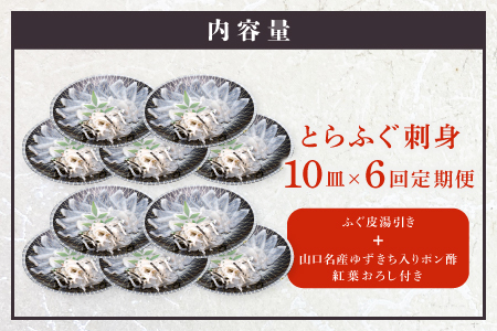 (250001)とらふぐ刺身　定期便コース【隔月10皿（10人前）×6ヶ月】