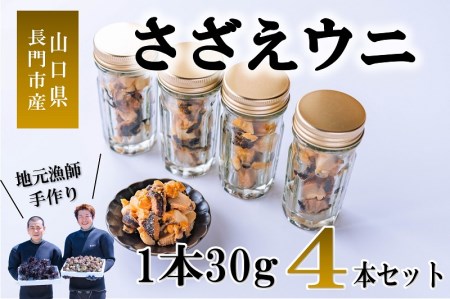 (1067)さざえ ウニ さざえウニ サザエ 栄螺 うに 雲丹 4本セット 30g 長門市