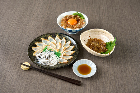 天然まふくのタタキ刺し&ぶっかけめし