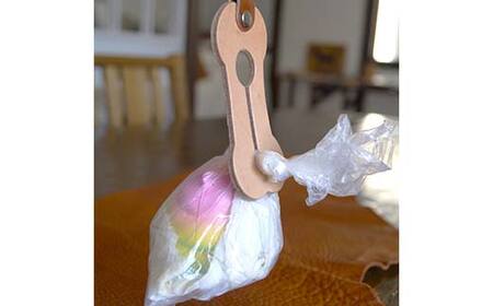 本革製　犬のうんち袋ホルダー（オリーブ）  F6L-369