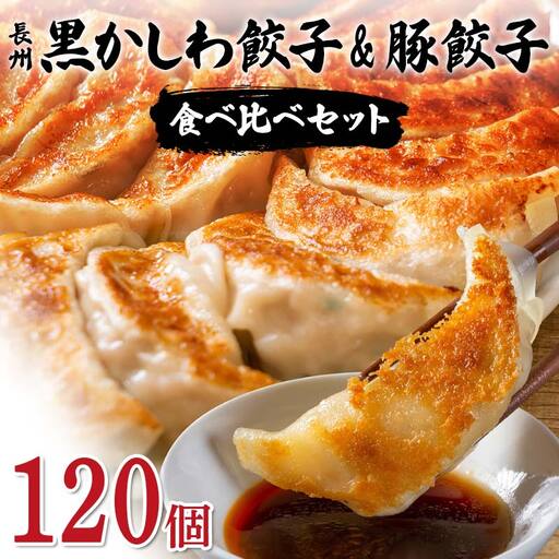 長州黒かしわ餃子＆豚餃子 食べ比べセット 120個入り 手作り 生餃子 餃子 国産野菜 冷凍 化学調味料不使用 化学調味料無添加 らいちの餃子 黒かしわ 長州黒かしわ F6L-956