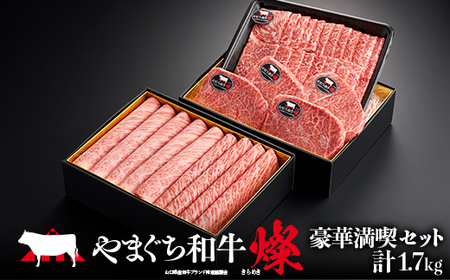 やまぐち和牛燦 豪華満喫セット(ももスライス400g、肩ローススライス400g、うで焼肉400g、希少部位ステーキ500g）肉 牛肉 和牛 黒毛和牛 やまぐち和牛燦 すき焼き もも 肩ロース うで ロース スライス ステーキ F6L-969