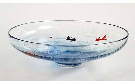 ＜ガラス作家 松尾具美＞大鉢「水光」 硝子 ガラス 大鉢 鉢 金魚 めだか 松尾具美 贈り物 ギフト F6L-1269