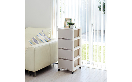 プロフィックス ルームケース 3404 カプチーノ （4904746066756） 多段収納チェスト4段 ルームケース インテリア キャスター付き 収納 チェスト プラスチック F6L-429