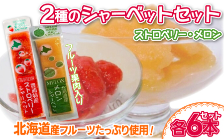 北海道 豊浦町 いちご・メロンのシャーベット 6本×2種 【 ふるさと納税 人気 おすすめ ランキング 果物 メロン めろん  果物 いちごイチゴ 苺 国産いちご イチゴシャーベット メロンシャーベット 食べ比べ おいしい 美味しい 甘い 送料無料 】 TYUN014