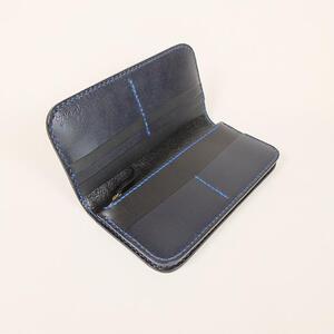 阿波レザー　本藍染縦長財布 PR-2