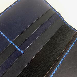 阿波レザー　本藍染縦長財布 PR-2