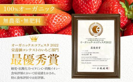 桐箱入り高級贈答用  とくしまオーガニックいちご・中粒(18粒 約380g)１箱
