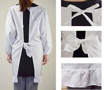 白割烹着 撥水 富士絹エプロン