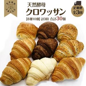 【定期便3回】天然酵母 クロワッサン （8種類 計10個）×3回 計30個