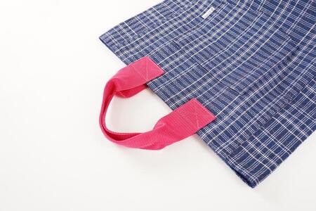 【カラー:イエロー×白格子】カラフル阿波しじら織トート(大)