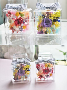 【ピンク】プリザーブドフラワー 香水瓶 高さ約10cm