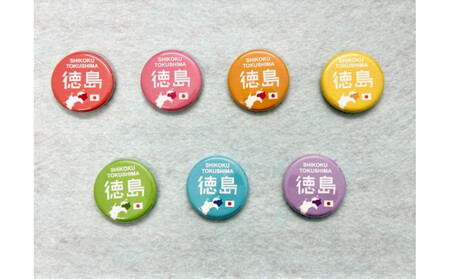 日本→四国→徳島缶バッジ 全7種コンプリートセット ご当地グッズ