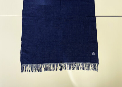 徳島市産 正藍先絲染 和田縞ストール 【濃紺色】