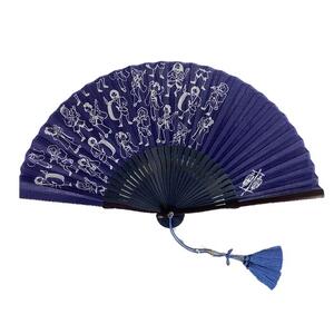 徳島伝統工芸 阿波藍染 扇子【アニメ 阿波踊りA】骨組み変更有