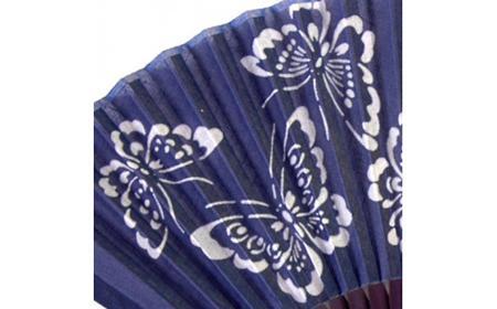 徳島伝統工芸 阿波藍染 扇子【蝶】