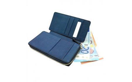 本革 藍染め 絞り財布 Indigo-W409