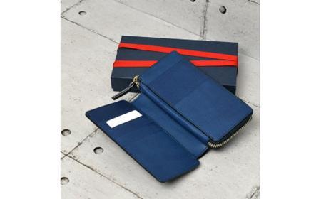 本革 藍染め 絞り財布 Indigo-W409
