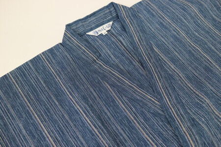 阿波しじら織 甚平【柄No.75、サイズL】と巾着(大)セット