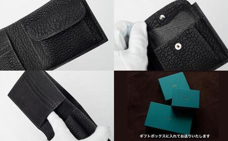 茶利八方革の折財布・コインケース付【本革・手縫い】
