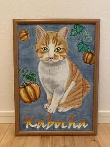 チョークアート似顔絵(A3サイズ)藍染め 肖像画 記念品