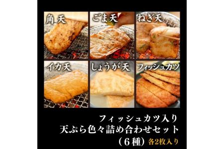 練り物 詰め合わせ 6種 計12枚入り 国産 冷蔵 ねぎ天 イカ天 角天 ごま天  フィッシュカツ  