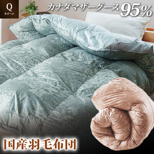 掛け布団 ピンク カナダマザーグース95% 1.6kg入り 羽毛掛け布団 クイーンロング