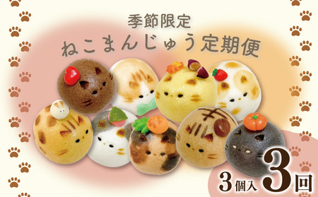 定期便 3回 上用まんじゅう ねこ 3個 セット 冷凍便