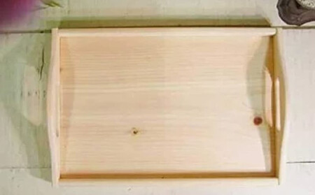 トレイ スクエア型 お盆 おしゃれ 無塗装白木 浅型 カントリー 木製 ひのき ハンドメイド