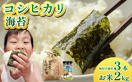 コシヒカリ 海苔 セット 米 2kg 味付け海苔 3本