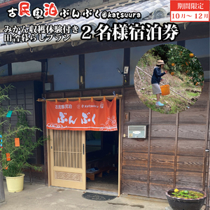 古民家民泊ぶんぶく 2名様宿泊券 田舎暮らし＋みかん収穫体験付きプラン