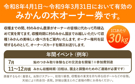 令和8年度果樹オーナー権（みかん）