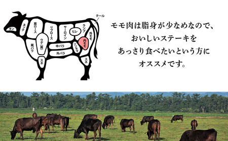 【定期便 3カ月】北海道 白老産 黒毛和牛 特上 モモ 赤身 ステーキ 150ｇ×2枚 BS038